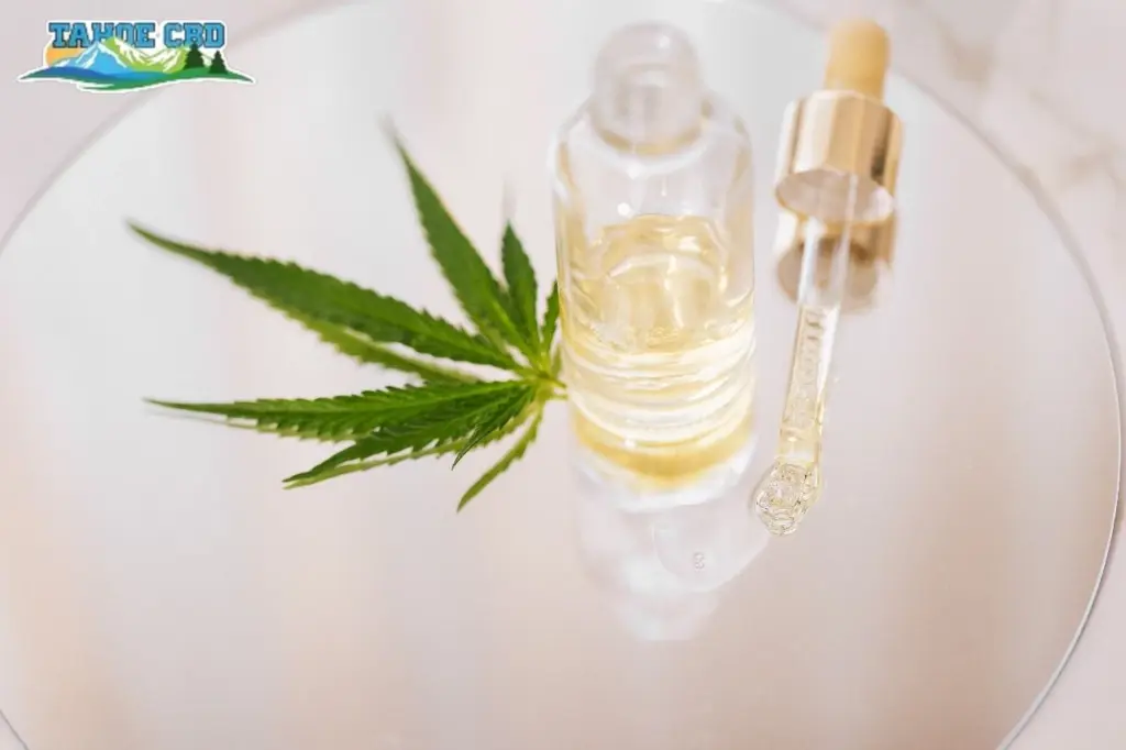 Zoomed in on logo: “Logo of Tahoe CBD zoomed in showing full spectrum tincture label description”